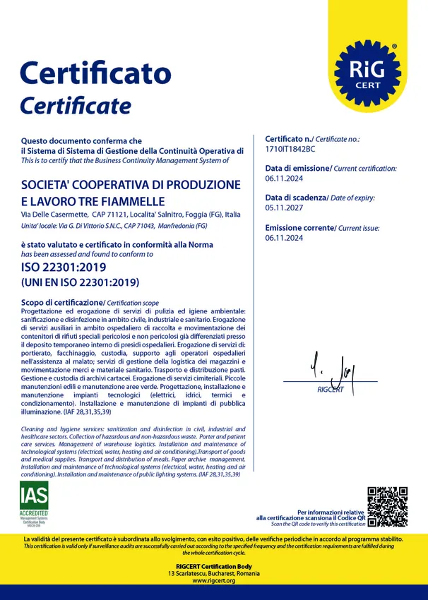 Anteprima ISO 22301