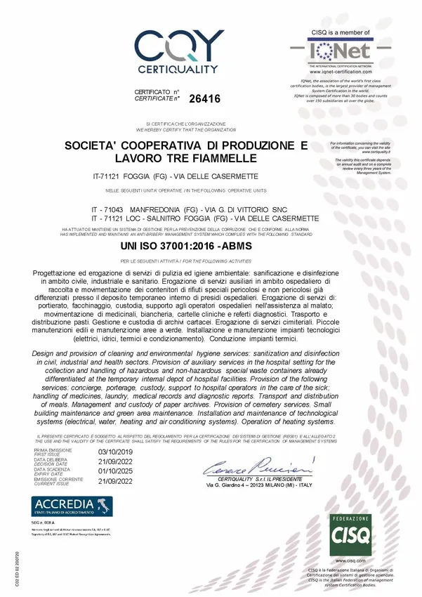Anteprima ISO 37001