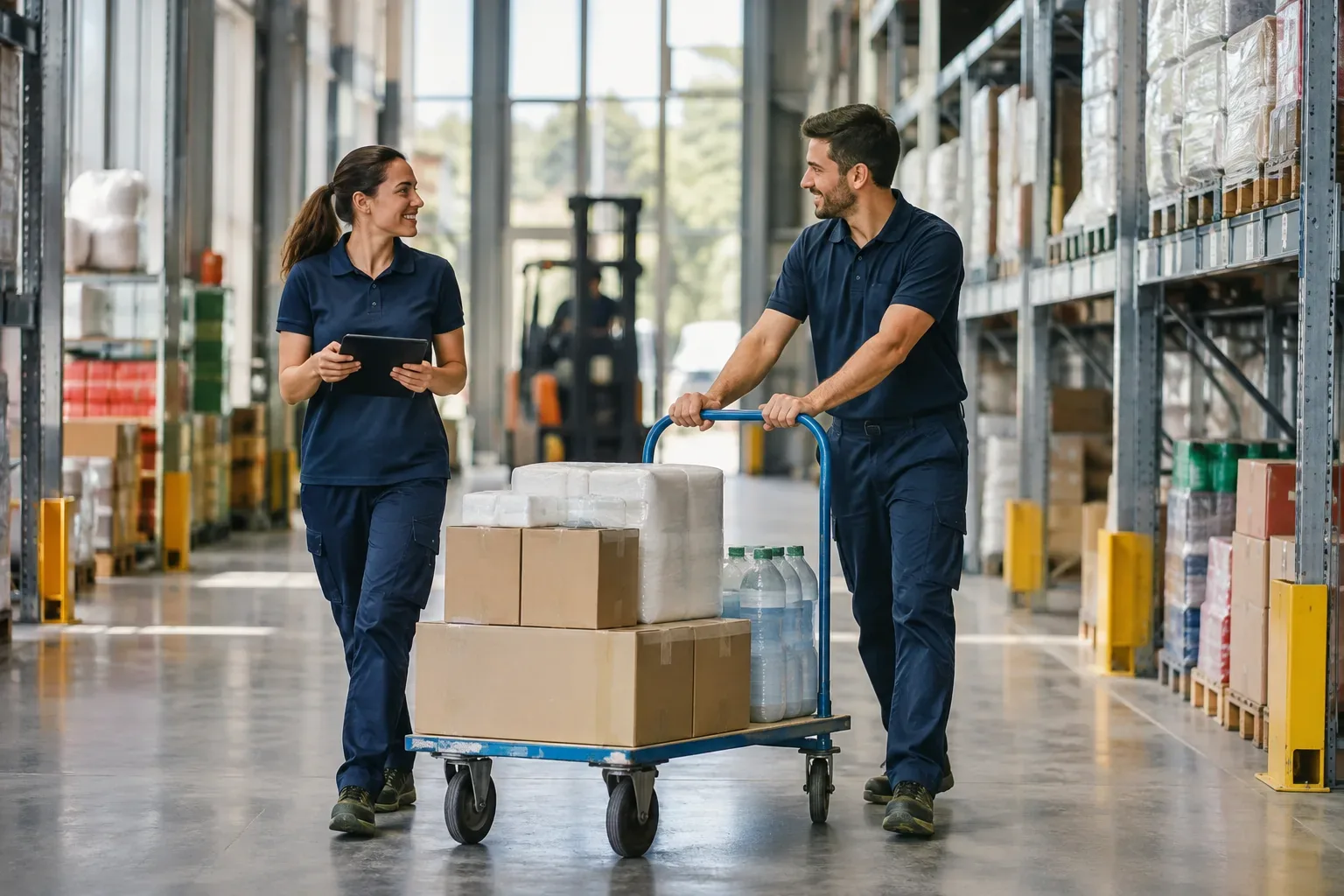 Operatori al lavoro in un centro logistico organizzato